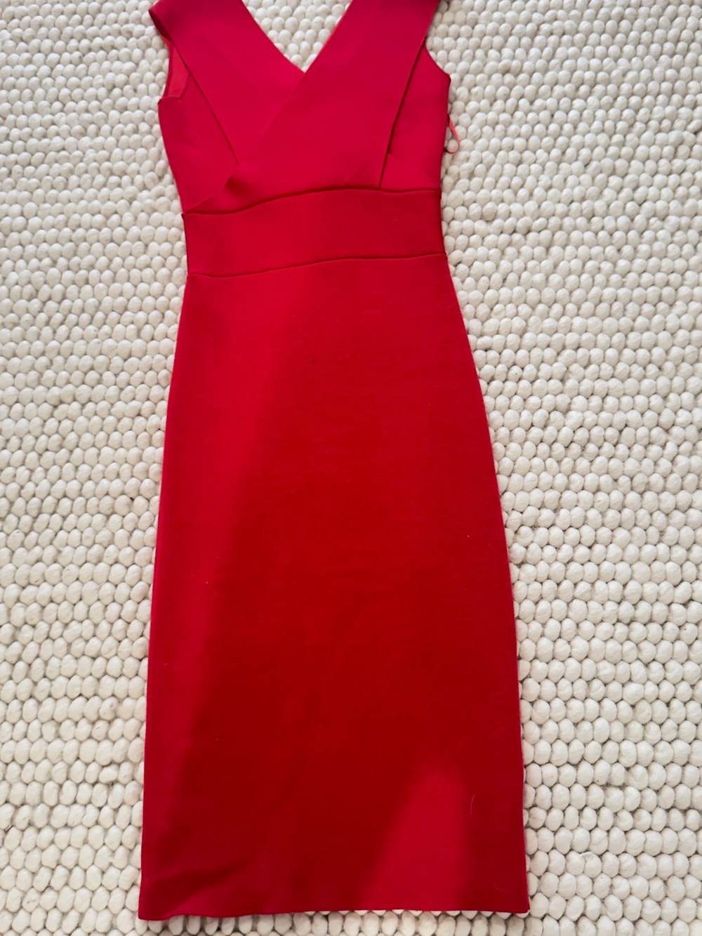 Reiss Red V-Neck Sheath Midi Dress - Picture 2 of 3